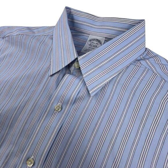 Brooks Brothers Regent Button Down Dress Shirt Mens Size 15.5 34 Blue Striped - Picture 1 of 10